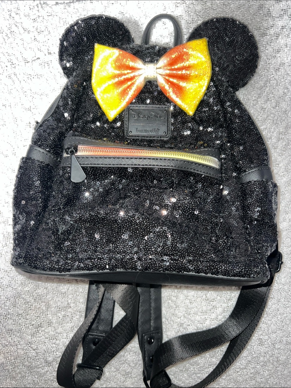Disney Loungefly Black Sequin Mickey Candy Corn Ear Backpack